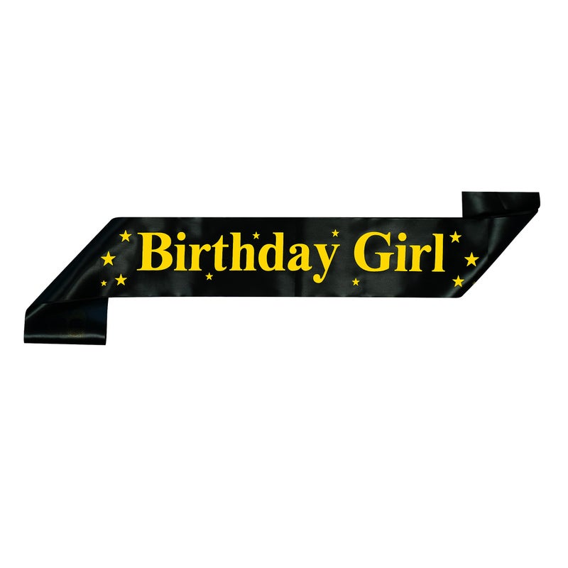 Decofy Birthday Sash For Girls | Adjustable Satin Sash For Girls & Women's -Black(1 Pc) - Image 2