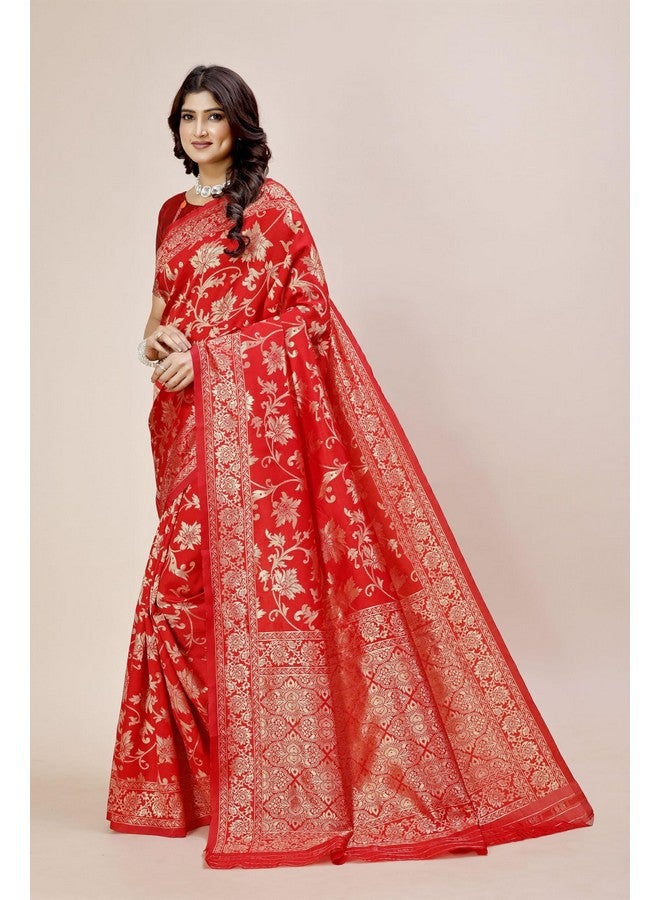 Banarasi Silk Saree with Unstitched Blouse Piece for Weddings, Special Occasions, and Celebrations  - Image 4