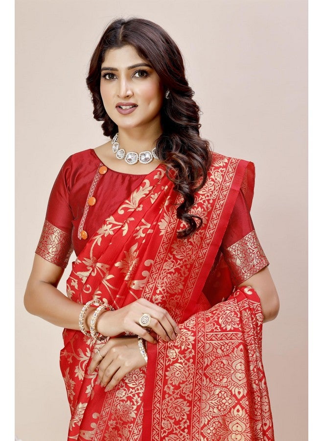 Banarasi Silk Saree with Unstitched Blouse Piece for Weddings, Special Occasions, and Celebrations  - Image 2