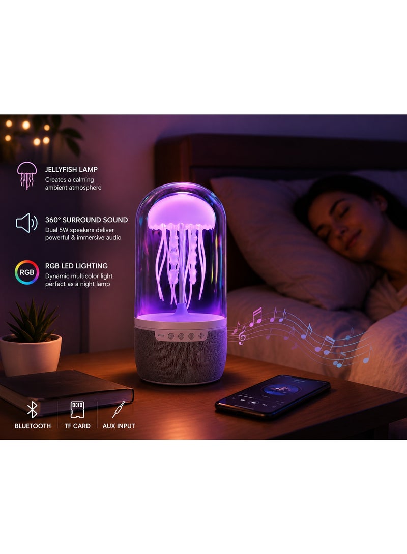 Shopit Jellyfish Bluetooth Speaker RGB Night Lamp - Wireless Jellyfish Speaker with Multicolor LED Light, 360° Sound, TF Card & AUX Support, Type-C Rechargeable - Image 2