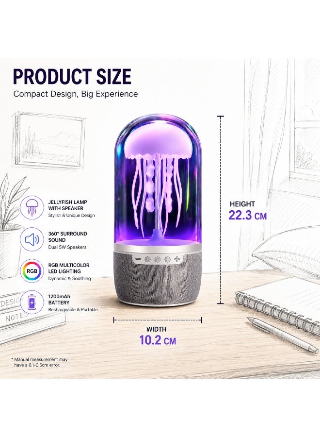 Shopit Jellyfish Bluetooth Speaker RGB Night Lamp - Wireless Jellyfish Speaker with Multicolor LED Light, 360° Sound, TF Card & AUX Support, Type-C Rechargeable - Image 3