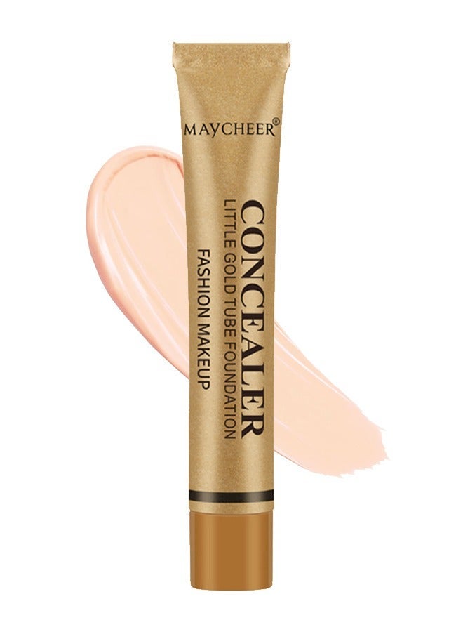 مايتشير كريم أساس أنبوب ذهبي صغير - خافي عيوب تغطية كاملة مقاوم للماء مقاوم للعرق احترافي طويل الأمد لتفتيح تحت العين خافي العيوب لتغطية حب الشباب والنمش للنساء - Image 1