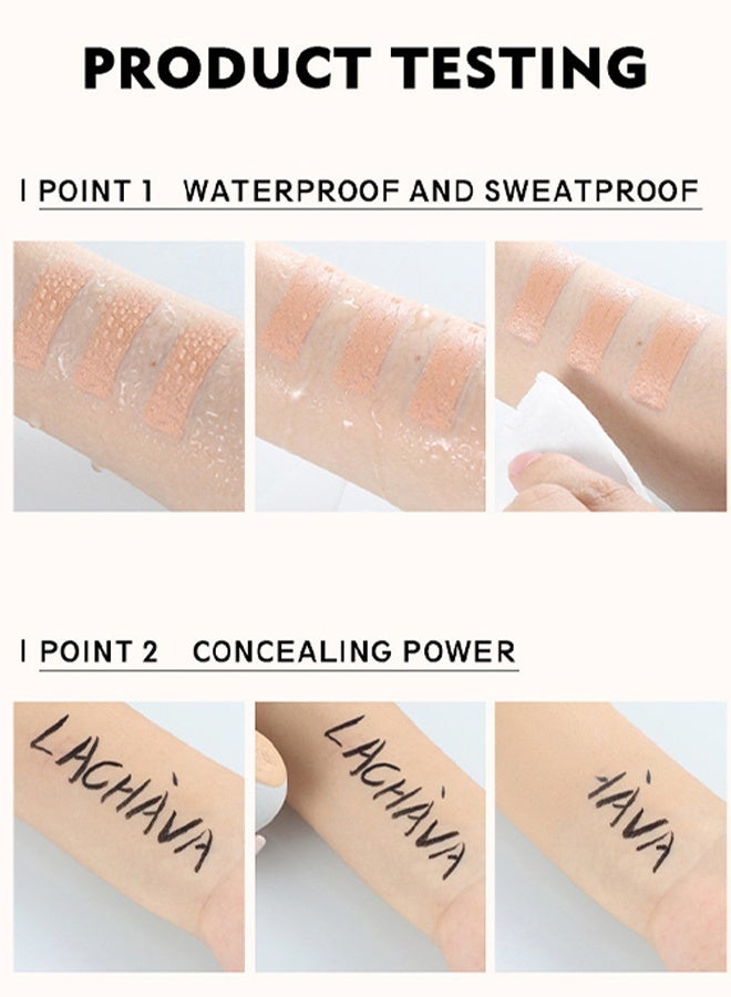 مايتشير كريم أساس أنبوب ذهبي صغير - خافي عيوب تغطية كاملة مقاوم للماء مقاوم للعرق احترافي طويل الأمد لتفتيح تحت العين خافي العيوب لتغطية حب الشباب والنمش للنساء - Image 4