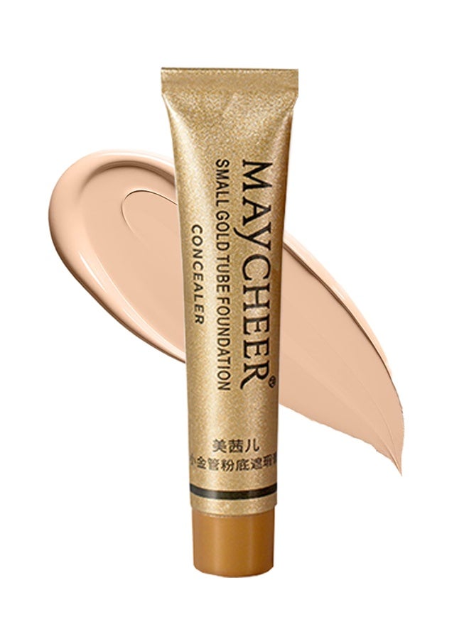 MAYCHEER Small Gold Tube Foundation—Concealer Full Coverage Waterproof Sweatproof Professional Long Lasting Brightening Under Eye Concealer to Cover Acne and Freckles for Women - Image 1