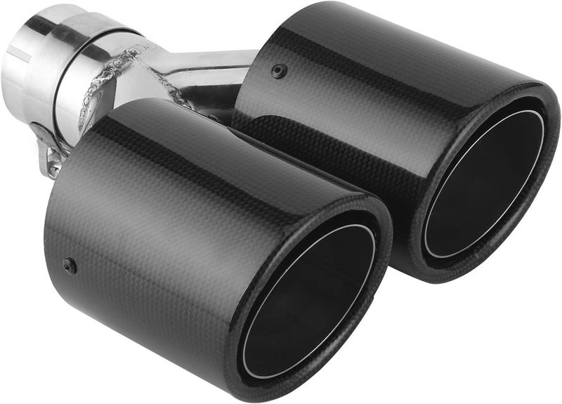 klarako Exhaust Tail Pipes, Universal Dual Exhaust Pipe Tip Car Tail Throat Y?Shape Stainless Steel Glossy Carbon Fiber - Image 1