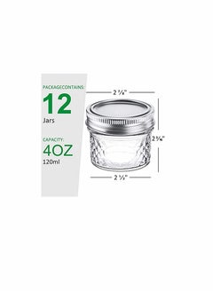 KASTWAVE 4 Oz Mason Jars Glass Mini Canning Jelly Jars with Airtight Regular Mouth Lids & Band, Quilted Crystal Jars for Jams, Spice, Food Storage, Wedding/Shower Favors, Preserves, Drinking-12 Pack  - Image 5
