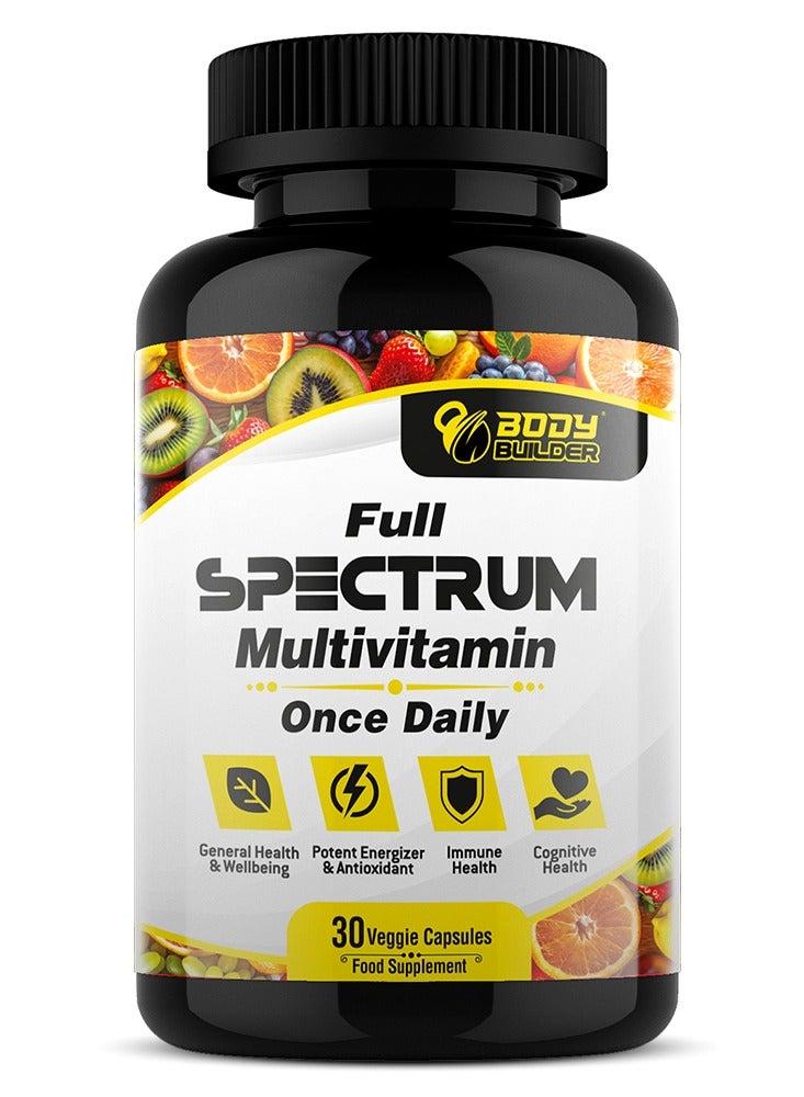 بودي بيلدر فيتامينات متعددة كاملة الطيف، 30 كبسولة نباتية، دعم كامل للصحة العامة - Image 1