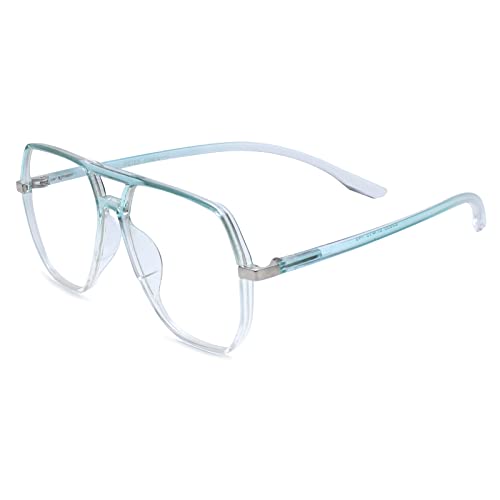 Peter Jones Oversized Aviator Transparent/Green Unisex Blue Light Blocking Computer Glasses (AG20508GR) - Image 2