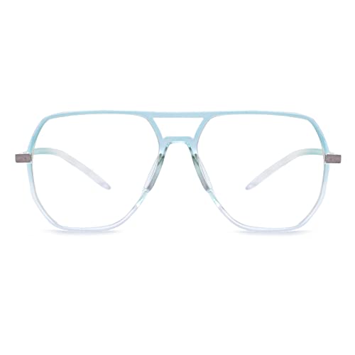 Peter Jones Oversized Aviator Transparent/Green Unisex Blue Light Blocking Computer Glasses (AG20508GR) - Image 4