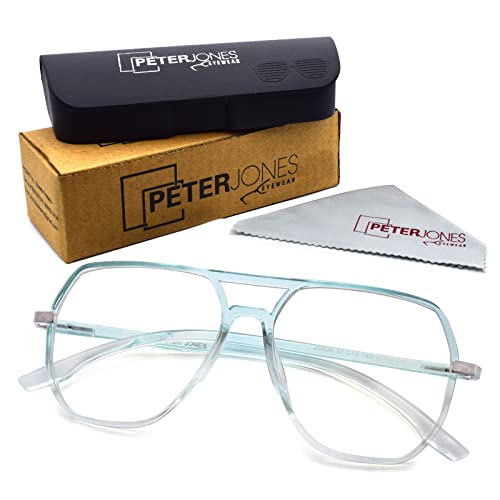 Peter Jones Oversized Aviator Transparent/Green Unisex Blue Light Blocking Computer Glasses (AG20508GR) - Image 5