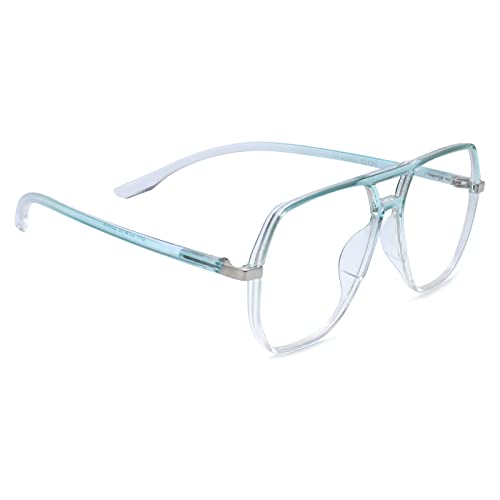 Peter Jones Oversized Aviator Transparent/Green Unisex Blue Light Blocking Computer Glasses (AG20508GR) - Image 3