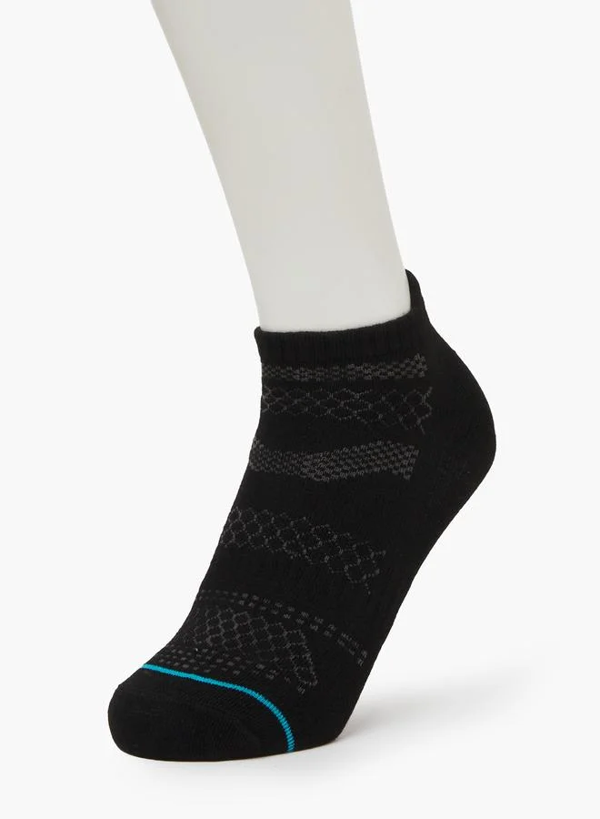 ستايلي Pack of 3 - Black Contrast Detail Ribbed Cuff Ankle Socks