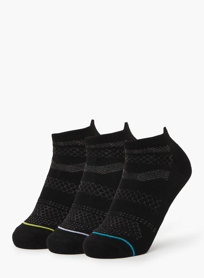 ستايلي Pack of 3 - Black Contrast Detail Ribbed Cuff Ankle Socks
