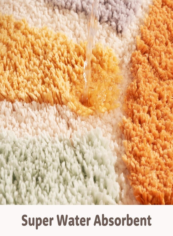 DyeFury Large 37" x 20" Sunrise Boho Bathroom Rugs,Half Circle Bath Mat Cute,Sun Bath Mats,Retro Bohemian Half Round Home Bathroom Decor,Small Colorful Fun Semi Round Shower Rug Non-Slip - Image 5