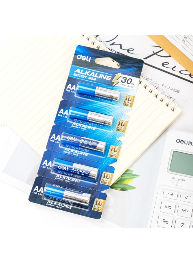 Deli E18510 AA 1.5V Alkaline Battery Blue, 5PCS/Blister Card – Perfect for Office Equipment, Toys & Home Devices - Image 4