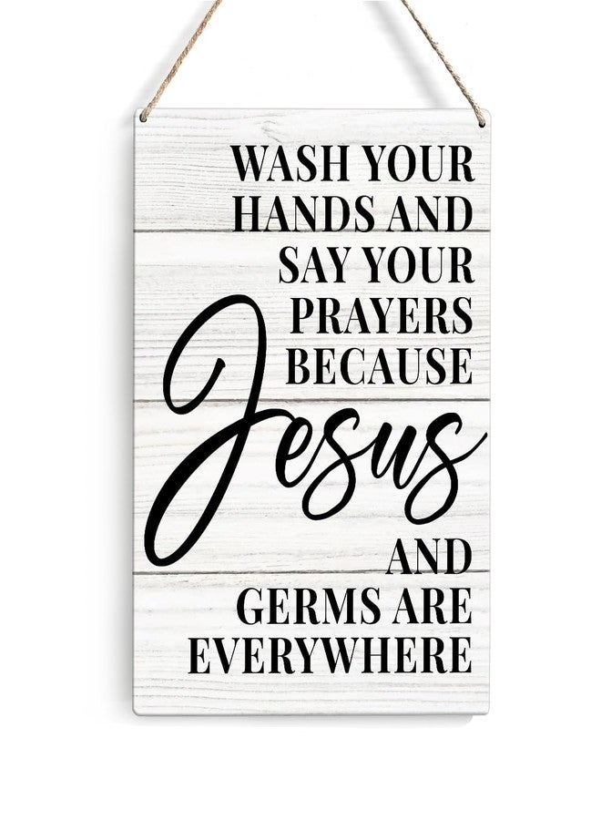 GUDIAO Bathroom Quote Signs Wall Decor Rustic Wash Your Hands and Say Your Prayers Wooden Hanging Sign Decoration for Home Bathroom Restroom Toilet Door 8 x 10 - Image 1