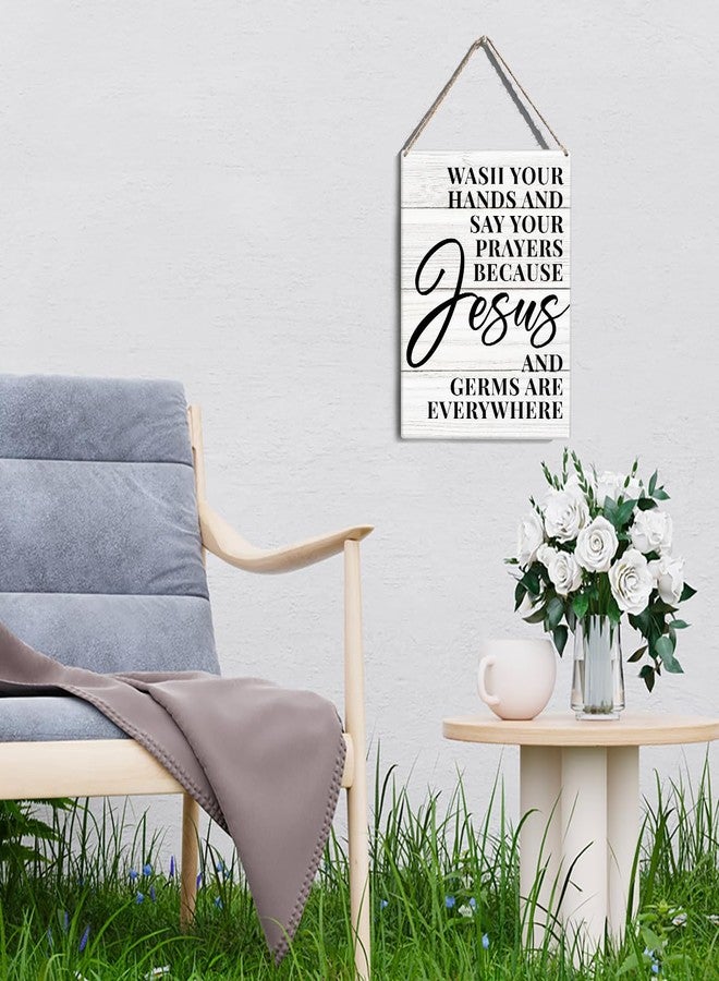 GUDIAO Bathroom Quote Signs Wall Decor Rustic Wash Your Hands and Say Your Prayers Wooden Hanging Sign Decoration for Home Bathroom Restroom Toilet Door 8 x 10 - Image 5
