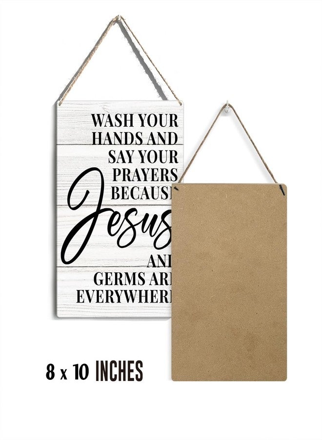 GUDIAO Bathroom Quote Signs Wall Decor Rustic Wash Your Hands and Say Your Prayers Wooden Hanging Sign Decoration for Home Bathroom Restroom Toilet Door 8 x 10 - Image 2