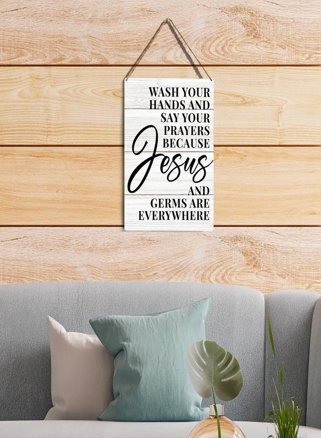 GUDIAO Bathroom Quote Signs Wall Decor Rustic Wash Your Hands and Say Your Prayers Wooden Hanging Sign Decoration for Home Bathroom Restroom Toilet Door 8 x 10 - Image 4