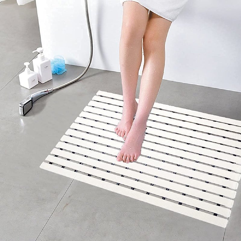 F fabsouk Shower Mats for Bathroom Anti Slip/Shower Mat/Shower Mat Anti Slip Bathroom Floor Mat with Water Drain Holes/Thickness 9mm/Size (Beige, 61cm x 45cm) - Image 3