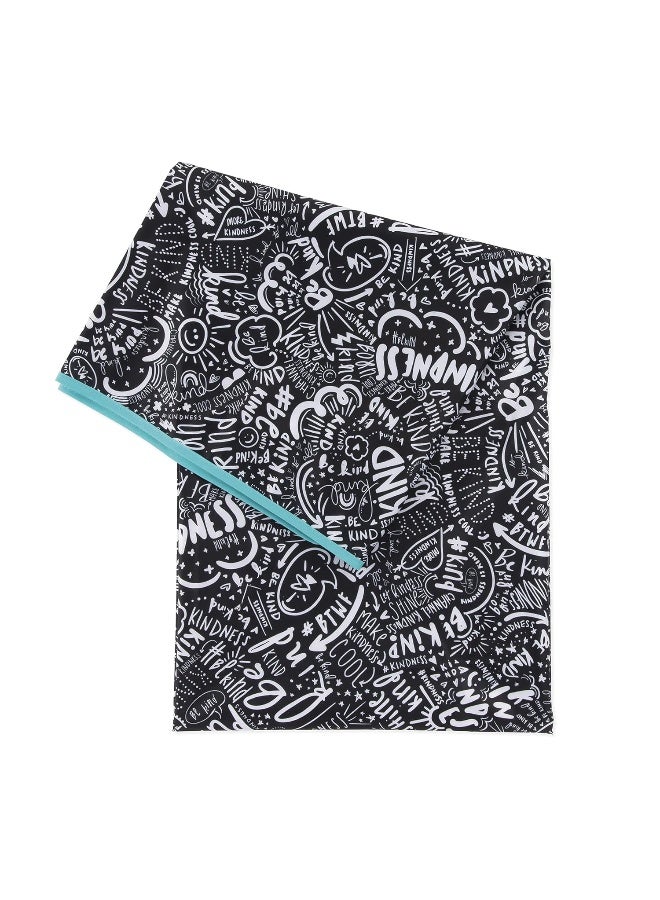 Bumkins Baby Splat Mat for Under High Chair, Babies Toddlers Eating Mess Mat, Waterproof Reusable Cloth for Arts and Crafts, Play Mat for Kids, Floors or Tables 42inx42in, Born This Way Be Kind Black - Image 1