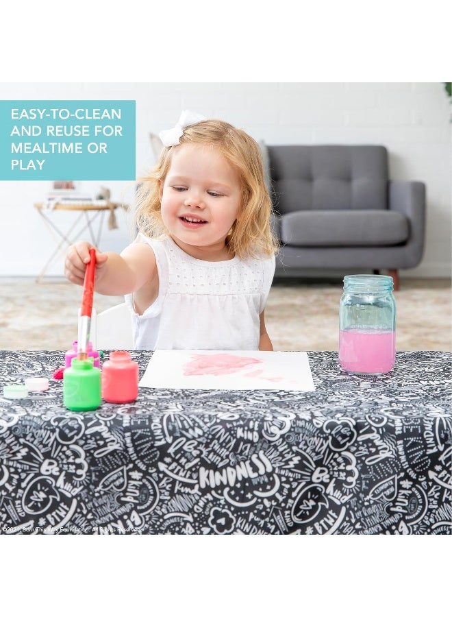 Bumkins Baby Splat Mat for Under High Chair, Babies Toddlers Eating Mess Mat, Waterproof Reusable Cloth for Arts and Crafts, Play Mat for Kids, Floors or Tables 42inx42in, Born This Way Be Kind Black - Image 4
