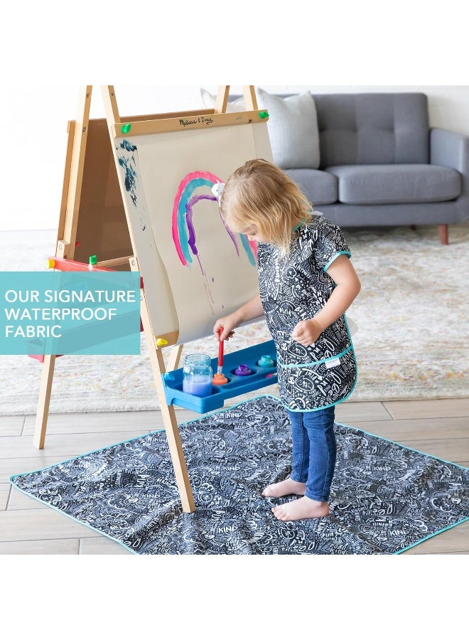 Bumkins Baby Splat Mat for Under High Chair, Babies Toddlers Eating Mess Mat, Waterproof Reusable Cloth for Arts and Crafts, Play Mat for Kids, Floors or Tables 42inx42in, Born This Way Be Kind Black - Image 3