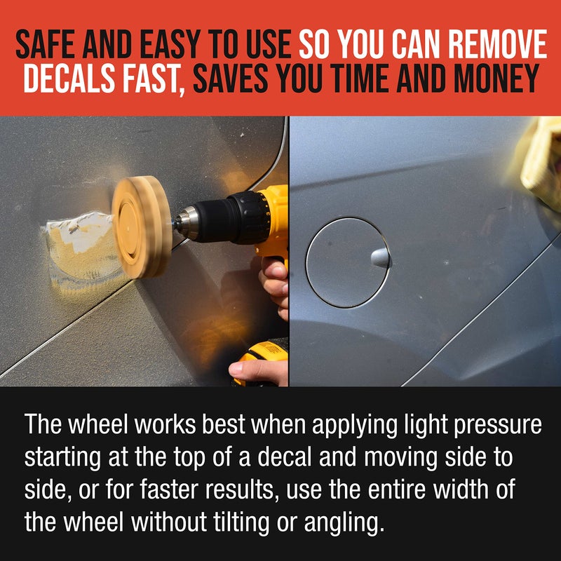 TCP Global TCP Global Heavy Duty Rubber Eraser Wheel, 4” Slotted Edge Pad with Drill Adapter - Adhesive Remover Tool, Remove Vinyl Decals, Pinstripes, Stripes, Stickers, Graphics Removal Auto Car Truck RV Signs  - Image 5