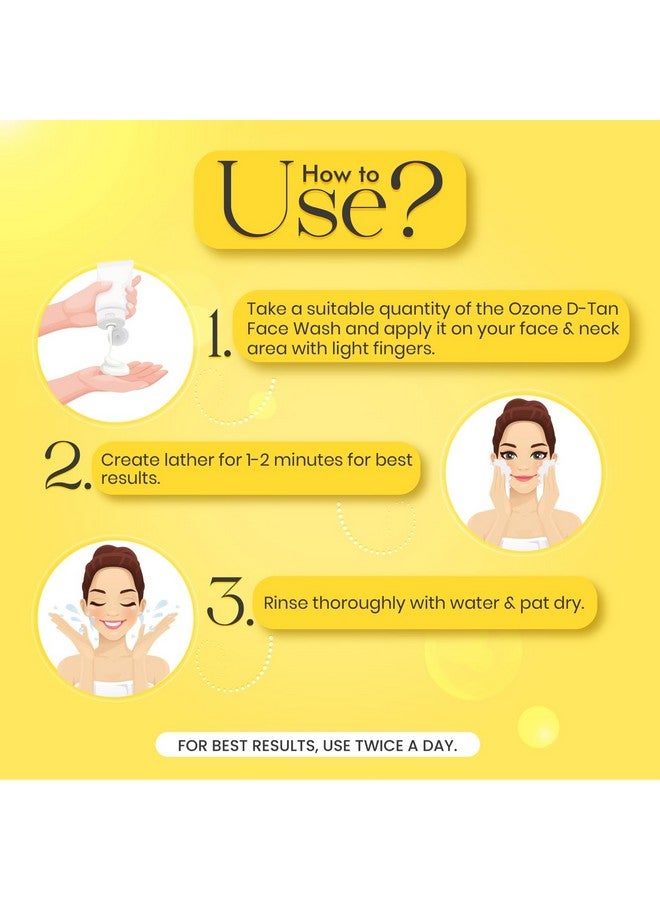 أوزون غسول الوجه D-Tan | غني بالأربوتين وشمع النحل وحمض اللاكتيك | غسول الوجه لإزالة السمرة للرجال والنساء | جميع أنواع البشرة، إزالة السمرة، التنظيف العميق والبشرة الصحية | 100 مل - Image 5