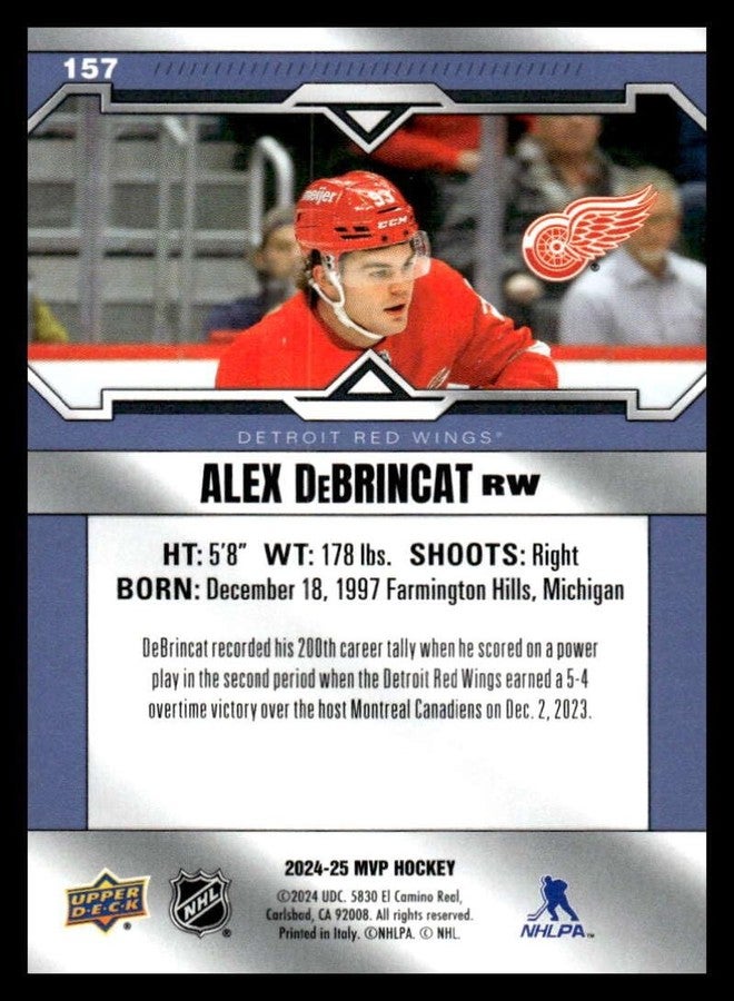 Upper Deck 2024-25 Upper Deck MVP #157 Alex DeBrincat Detroit Red Wings NHL Hockey Base Trading Card - Image 2