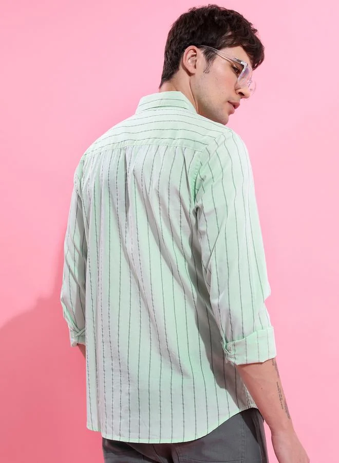 كيتش Striped Chest Pocket Shirt with Long Sleeves by Styli