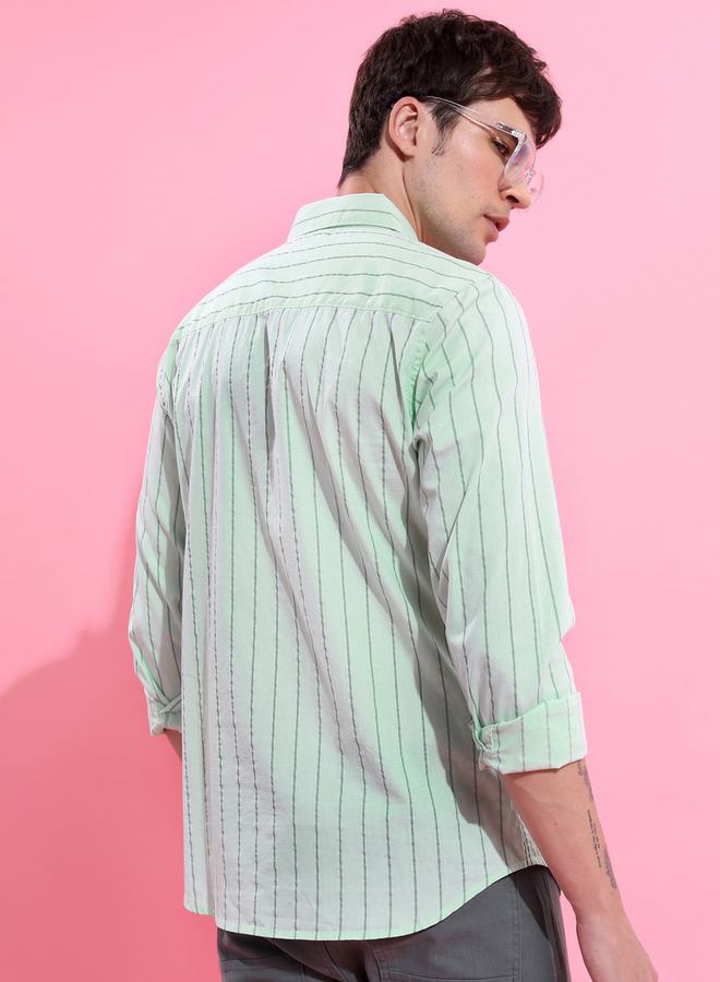 كيتش قميص كيتش مخطط بجيوب صدر وأكمام طويلة - Image 4