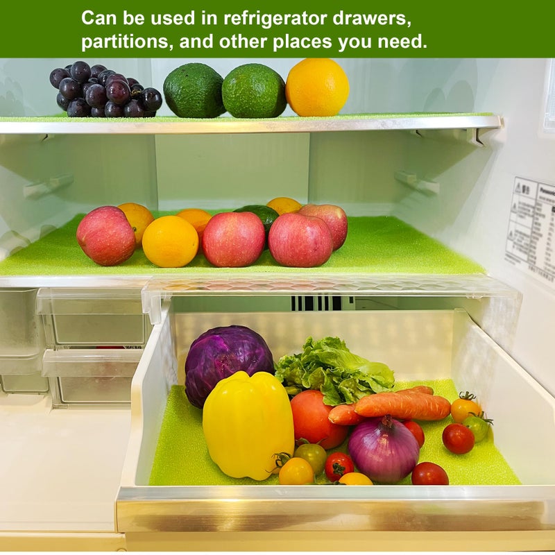 ShuRex 12-Pack Vegetable and Fruit Life Extender Fridge Shelf Sponge Liner, 12"x15" Cuttable, Washable, & Reusable Refrigerator Mat, Ventilation to Keep Produce Fresh Longer Prevents Spoilage - Image 2