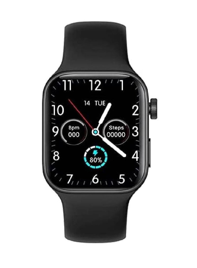 سلسلة Smart Watch 7 متوافقة مع هواتف iPhone Android ، ومتتبع اللياقة البدنية ودرجة حرارة الجسم ومعدل ضربات القلب ، وتنبيهات المكالمات والرسائل باللون الأسود - Image 2
