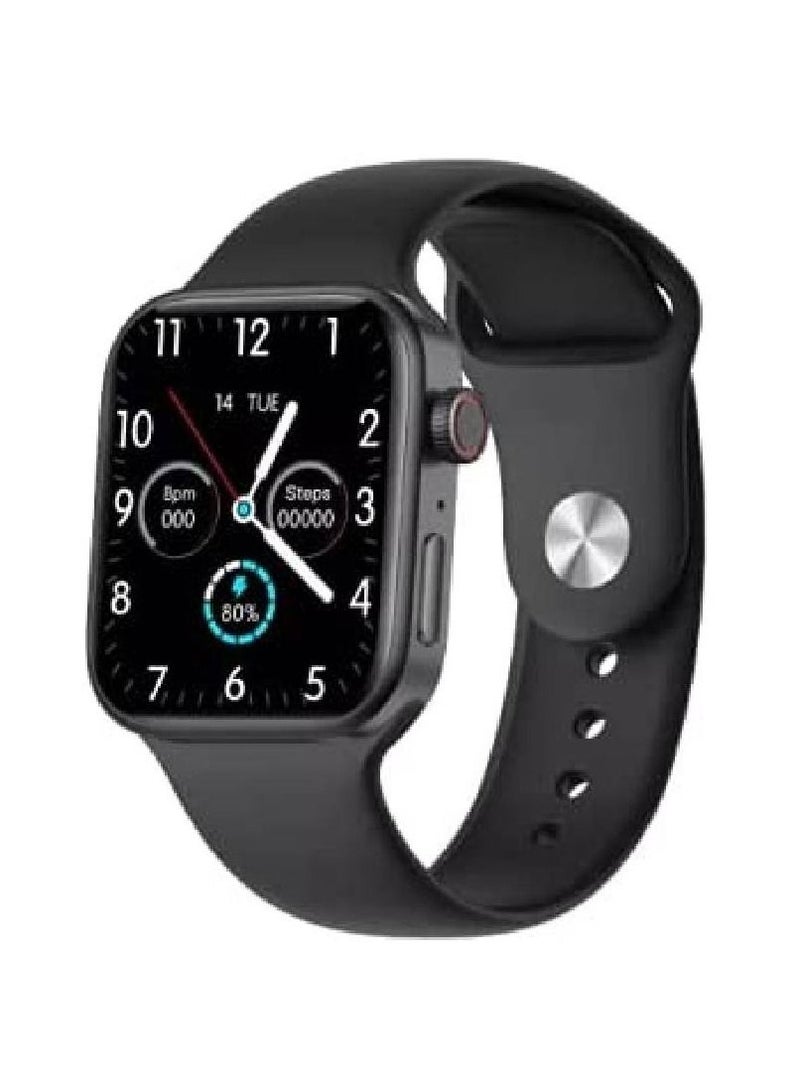 سلسلة Smart Watch 7 متوافقة مع هواتف iPhone Android ، ومتتبع اللياقة البدنية ودرجة حرارة الجسم ومعدل ضربات القلب ، وتنبيهات المكالمات والرسائل باللون الأسود - Image 1