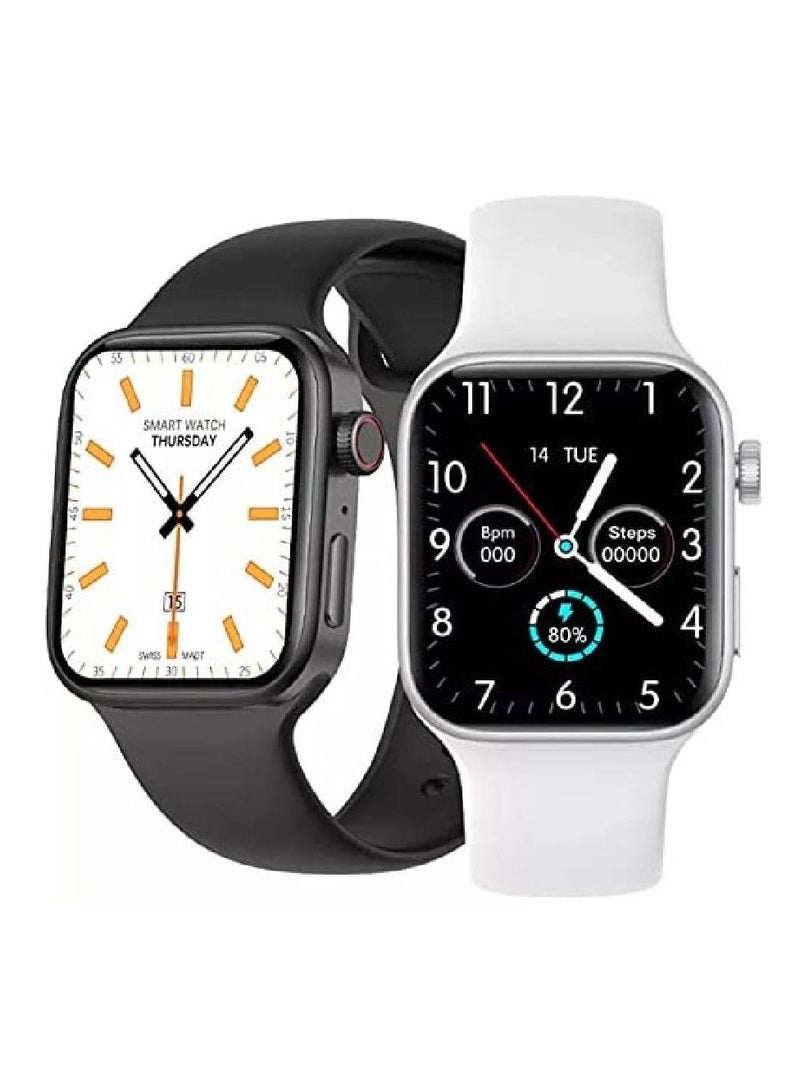سلسلة Smart Watch 7 متوافقة مع هواتف iPhone Android ، ومتتبع اللياقة البدنية ودرجة حرارة الجسم ومعدل ضربات القلب ، وتنبيهات المكالمات والرسائل باللون الأسود - Image 3