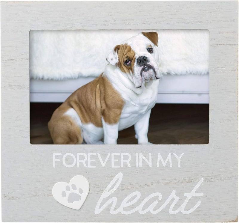 pearhead Pet Forever In My Heart Memorial Keepsake Picture Frame - Keepsake for Dogs and Cats, Home Decor or Sympathy Gift for Pet Lovers, Heart & Paw Print Design, 4x6 Photo Insert, Gray - Image 1