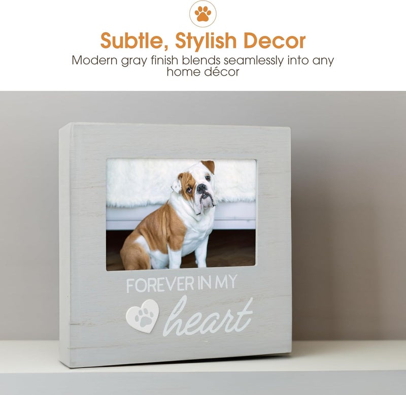 pearhead Pet Forever In My Heart Memorial Keepsake Picture Frame - Keepsake for Dogs and Cats, Home Decor or Sympathy Gift for Pet Lovers, Heart & Paw Print Design, 4x6 Photo Insert, Gray - Image 4
