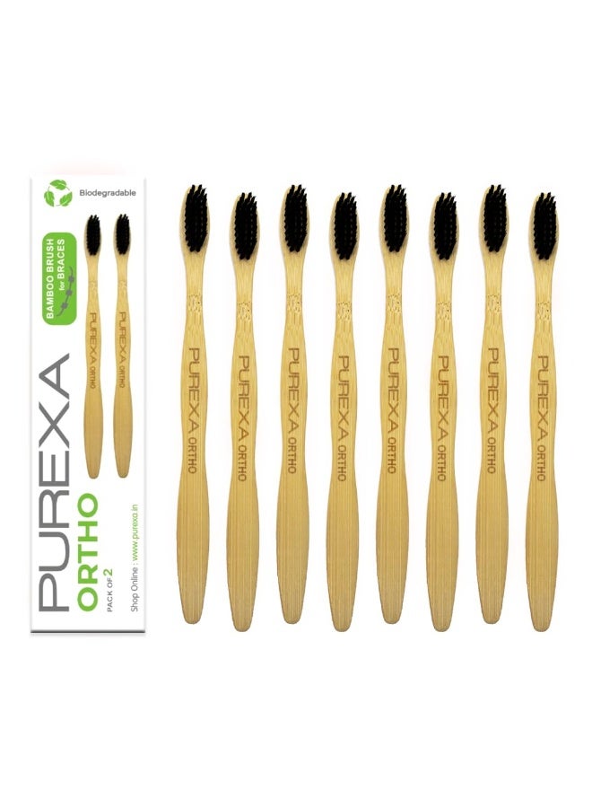 PUREXA Bamboo Orthodontic Toothbrush for Braces (Pack of 8) | Activated Charcoal Soft Bristles | BPA-Free, Biodegradable & Compostable | Interdental Brush for Kids & Adults | Eco-Friendly Oral Care - Image 1