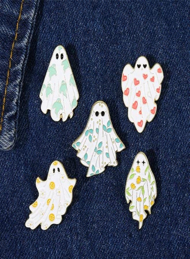 Comimark 5pc Boo-tiful Enamel Pin Ghost Brooch Lapel Badge Cartoon Funny Jewelry Gift Holiday Style - Image 2