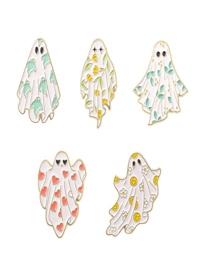 Comimark 5pc Boo-tiful Enamel Pin Ghost Brooch Lapel Badge Cartoon Funny Jewelry Gift Holiday Style - Image 1
