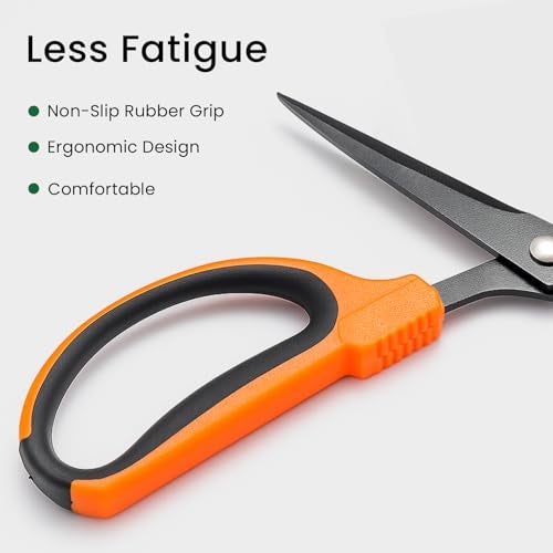 GROWNEER 3 Packs Trimming Scissors Teflon Coated Non Stick Blades Pruning Shears Gardening Hand Pruning Snips with Straight Stainless Steel Precision Blade - Image 4