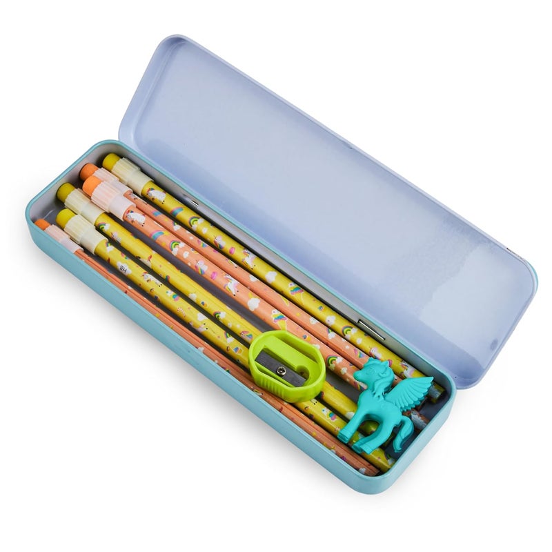 GETHOME Gethome Unicorn Dream Stationery Pencil Set Combo with Metal Compass 6 Colorful Pencils Sharpener Eraser for School Kids Fun and Functional School Supplies Stationary Pack Of 2  - Image 2