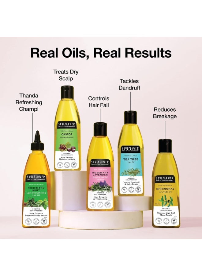 Soulflower Rosemary Hair Growth Oil, Hair Fall Control, Healthy Scalp, Strong Hair, Rosemary, Lavender, Castor|100% Pure, Natural, Organic, Clinically Proven for Hair Growth, 225ml - Image 3