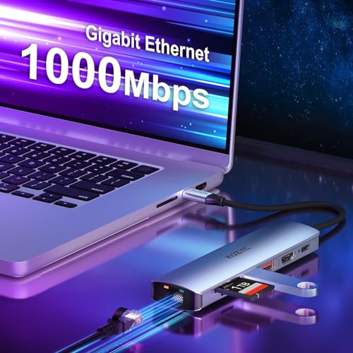 KOZYC USB C Hub Ethernet Multiport Adapter, KOZYC 7-in-1 USB C Hub with HDMI 4K@60Hz, 1Gbps Ethernet, 100W PD, 2 USB 3.2 Gen2 10Gbps Data, SD/TF Card Slots Port, Compatible with MacBook Air/Pro, XPS13/15 - Image 4