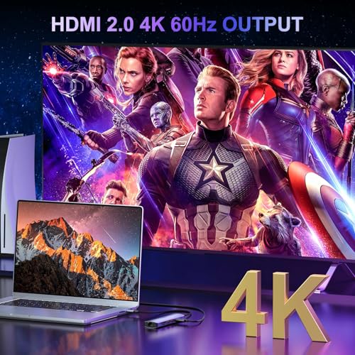 KOZYC USB C Hub Ethernet Multiport Adapter, KOZYC 7-in-1 USB C Hub with HDMI 4K@60Hz, 1Gbps Ethernet, 100W PD, 2 USB 3.2 Gen2 10Gbps Data, SD/TF Card Slots Port, Compatible with MacBook Air/Pro, XPS13/15 - Image 3