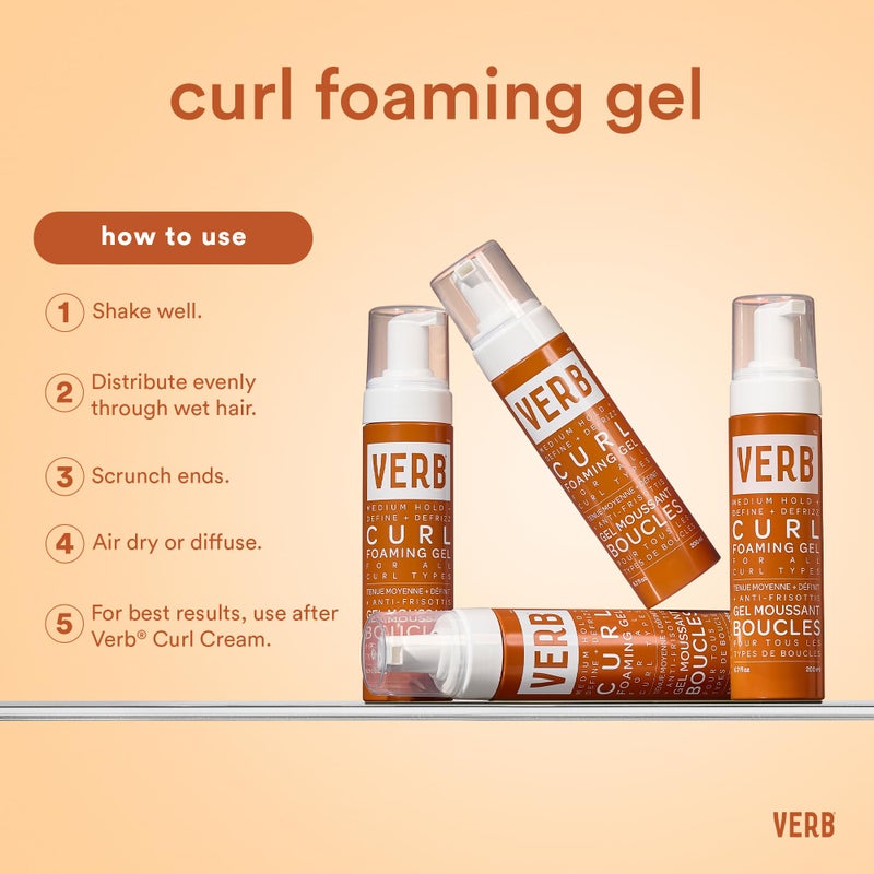 VERB Curl Foaming Gel, 2 fl oz â€“ Frizz Control Foaming Gel - For Waves, Curls and Coils - Defines + Enhances for Medium Hold â€“ Vegan, No Parabens or Harmful Sulfates - Image 2