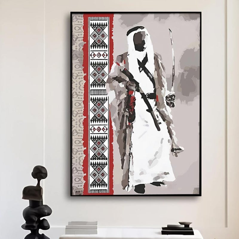 ماركتنا لوحة قماشية بتصميم الفن النجدي مع برواز مجوف مقاس (40×60) قطعة واحدة - Image 1