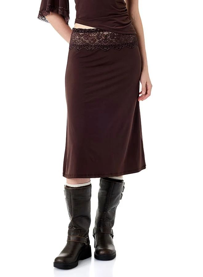 Koton  Lace Detail Straight Midi Skirt for Women | Best Price UAE