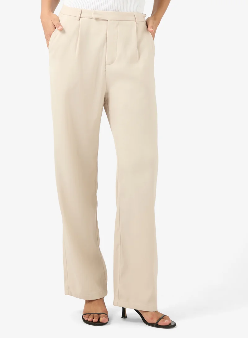 High waist straight fit pants